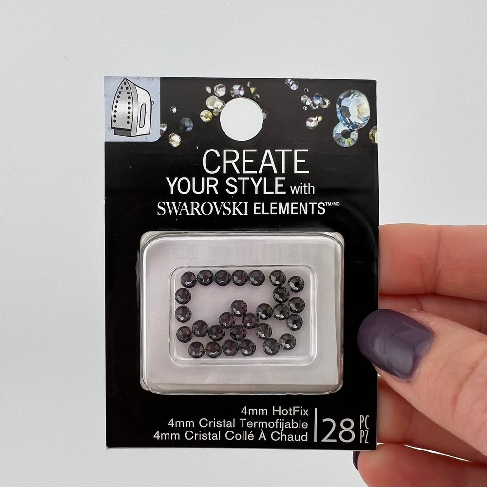Swarovski 4mm Silver Night Hotfix Rhinestones 28pc Dark Gray